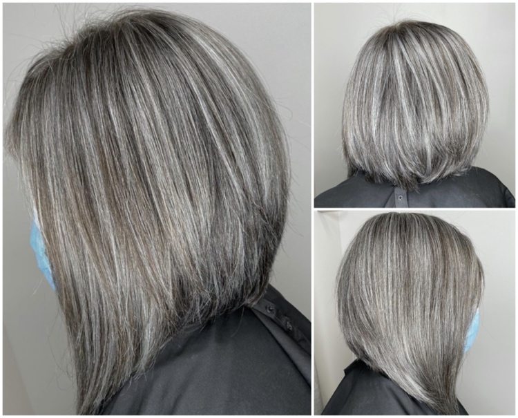 silver highlights on gray hair