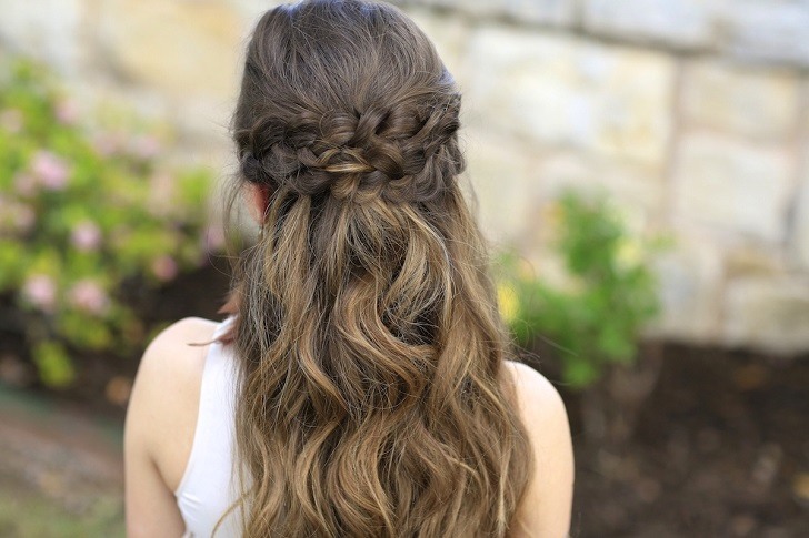elegant prom hairstyles ideas half up with braids