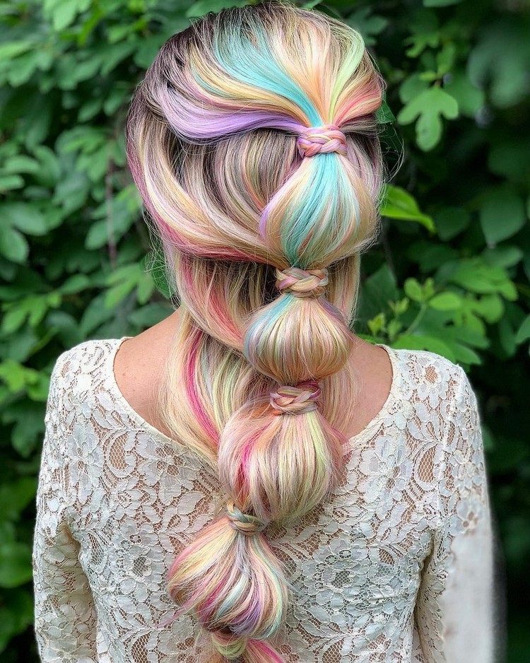 Bubble Braids Hairstyle Instructions Pastel Hair color