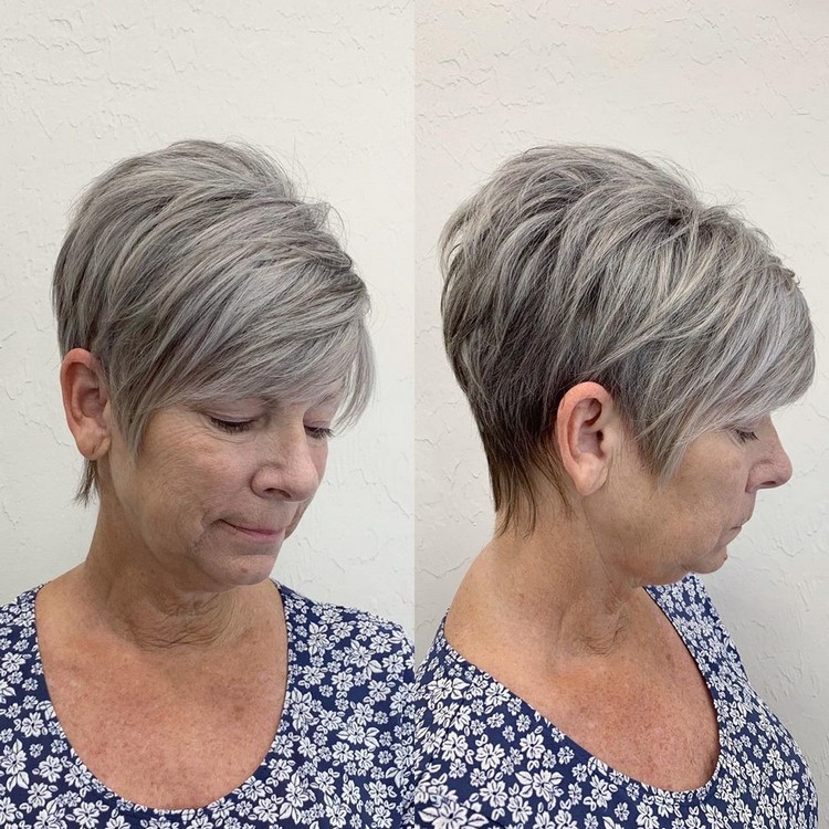 Hairstyles for gray hair with highlights short haircut