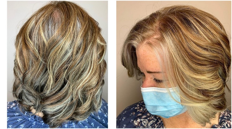 spice up gray hair with brown highlights