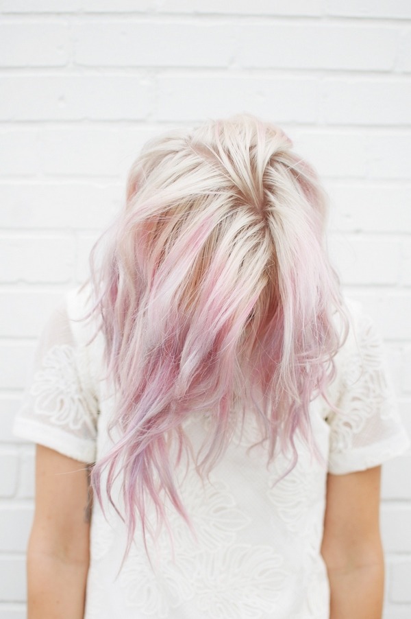 pastel pink accents hairstyle ideas