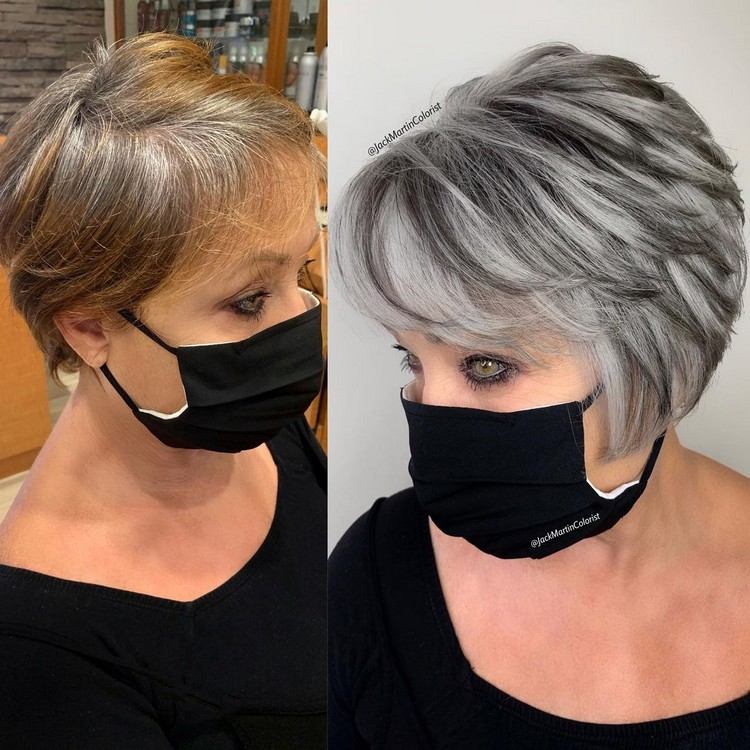 short hair salt and pepper look before after