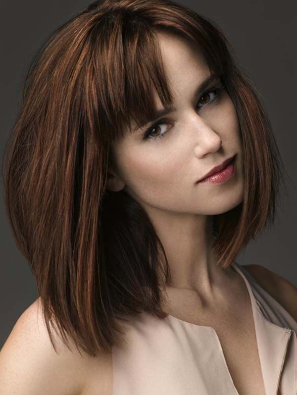 parted fringe straight bob haircut hairstyles for women