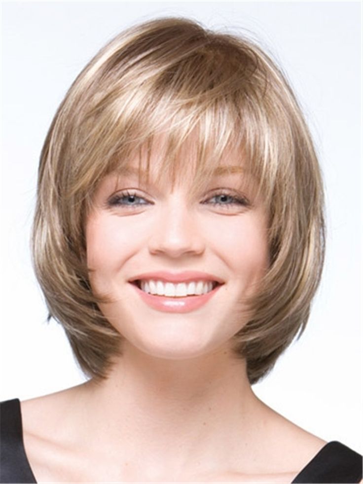 hairstyles for round face bob with short bangs