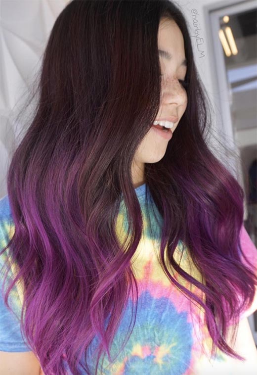 Idéias de cor de cabelo violeta/roxo: dicas de tintura de cabelo roxo