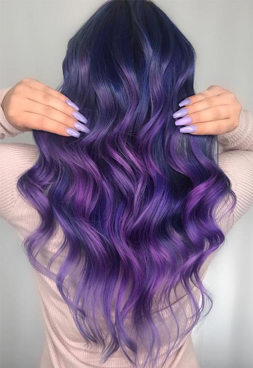Idéias de cor de cabelo violeta/roxo: dicas de tintura de cabelo roxo