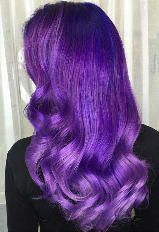 Idéias de cor de cabelo violeta/roxo: dicas de tintura de cabelo roxo