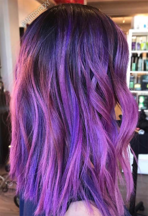 Idéias de cor de cabelo violeta/roxo: dicas de tintura de cabelo roxo