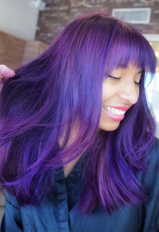 Idéias de cor de cabelo violeta/roxo: dicas de tintura de cabelo roxo