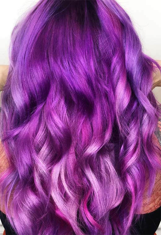 Idéias de cor de cabelo violeta/roxo: dicas de tintura de cabelo roxo