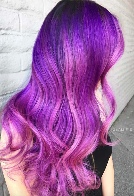 Idéias de cor de cabelo violeta/roxo: dicas de tintura de cabelo roxo