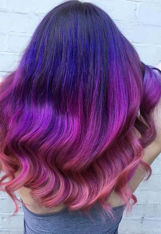 Idéias de cor de cabelo violeta/roxo: dicas de tintura de cabelo roxo