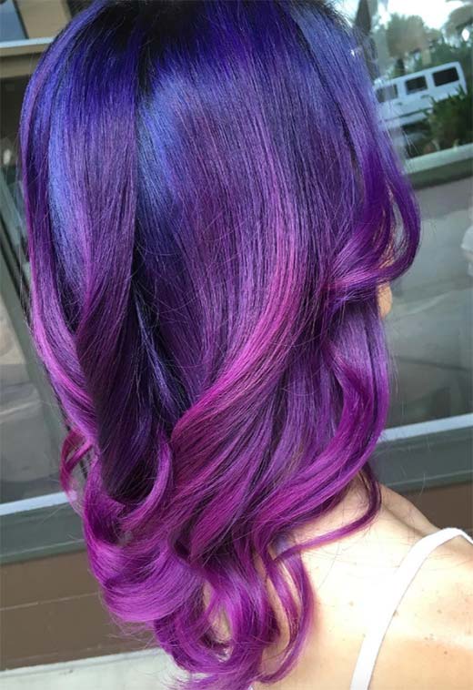 Idéias de cor de cabelo violeta/roxo: dicas de tintura de cabelo roxo