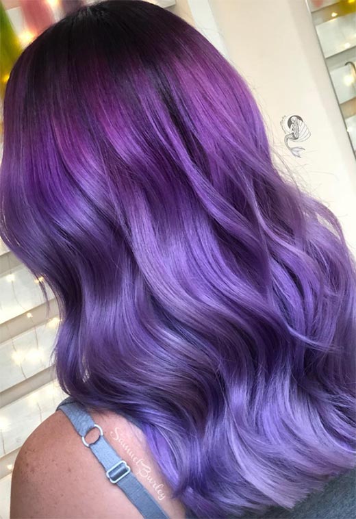 Idéias de cor de cabelo violeta/roxo: dicas de tintura de cabelo roxo