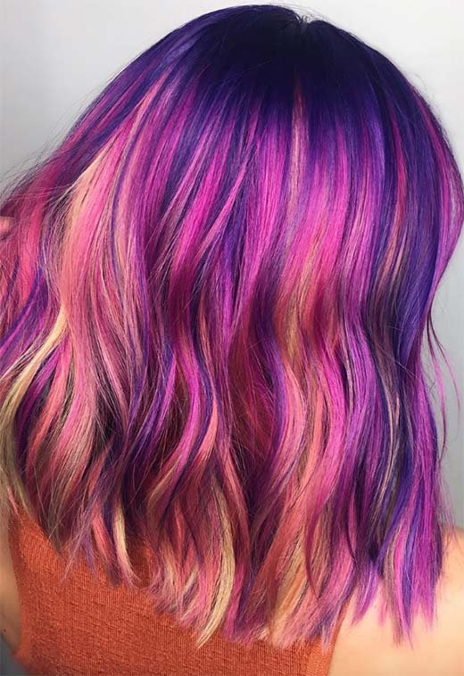 Idéias de cor de cabelo violeta/roxo: dicas de tintura de cabelo roxo