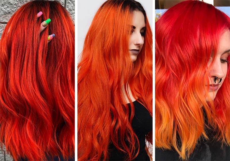Tonos de cabello rojo e ideas de color: color de cabello naranja eléctrico