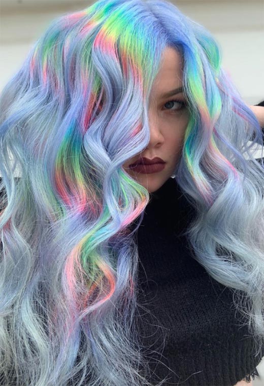 Idéias de cores de cabelo holográfico