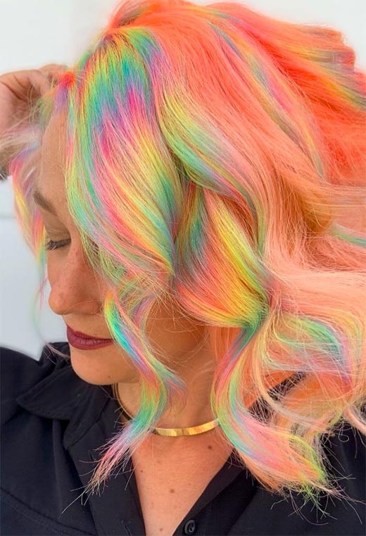 Idéias de cores de cabelo holográfico