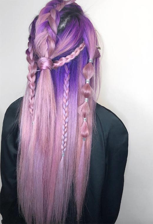 Sfumature di colore dei capelli lilla: punte di tinture per capelli lilla
