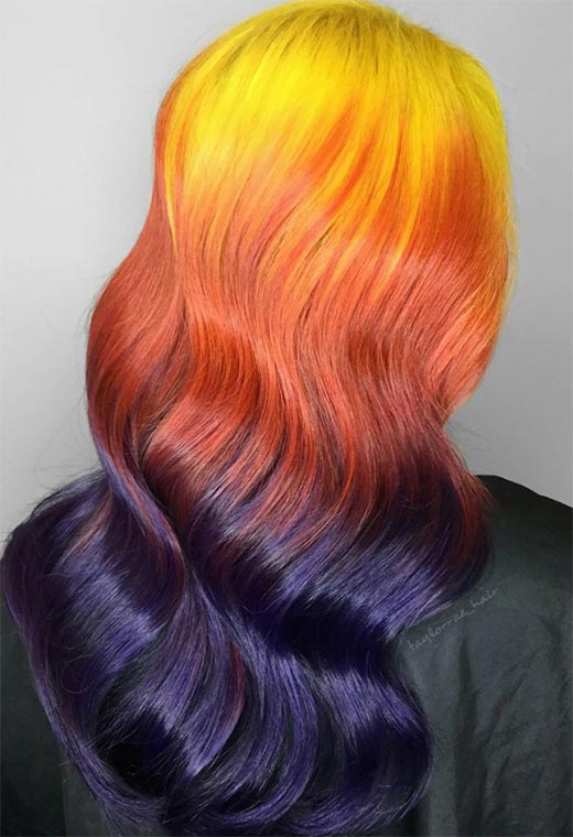 Nuances de couleur de cheveux coucher de soleil à essayer