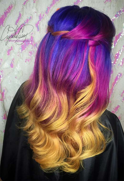 Nuances de couleur de cheveux coucher de soleil à essayer