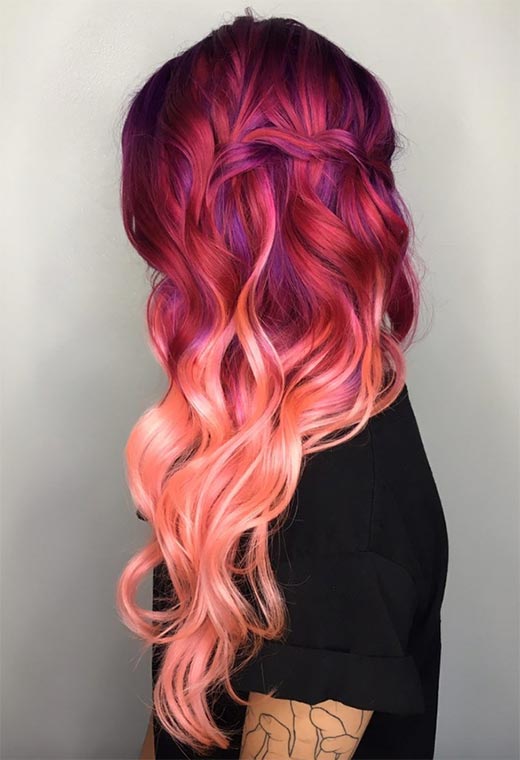 Nuances de couleur de cheveux coucher de soleil à essayer