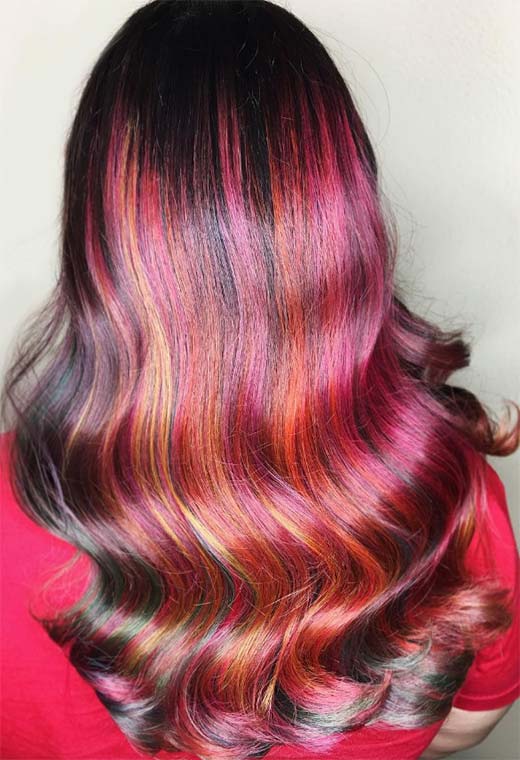 Nuances de couleur de cheveux coucher de soleil à essayer