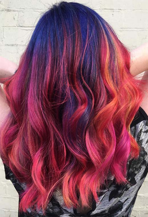 Nuances de couleur de cheveux coucher de soleil à essayer