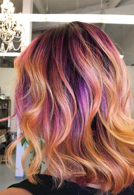 Nuances de couleur de cheveux coucher de soleil à essayer