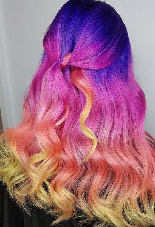 Nuances de couleur de cheveux coucher de soleil à essayer