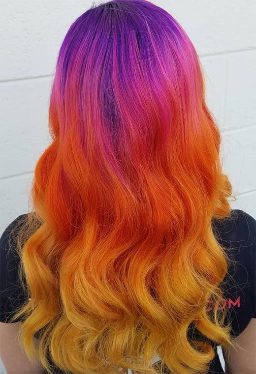 Nuances de couleur de cheveux coucher de soleil à essayer