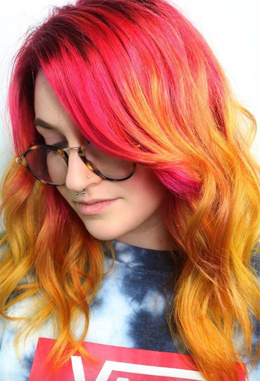 Nuances de couleur de cheveux coucher de soleil à essayer