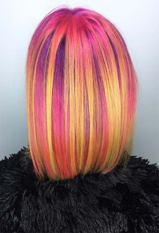 Nuances de couleur de cheveux coucher de soleil à essayer