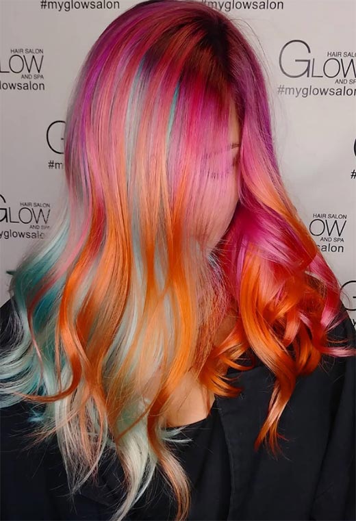 Nuances de couleur de cheveux coucher de soleil à essayer