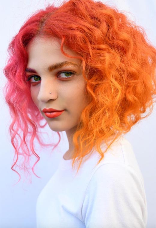 Tonos de color de cabello naranja: puntas de tinte de cabello naranja