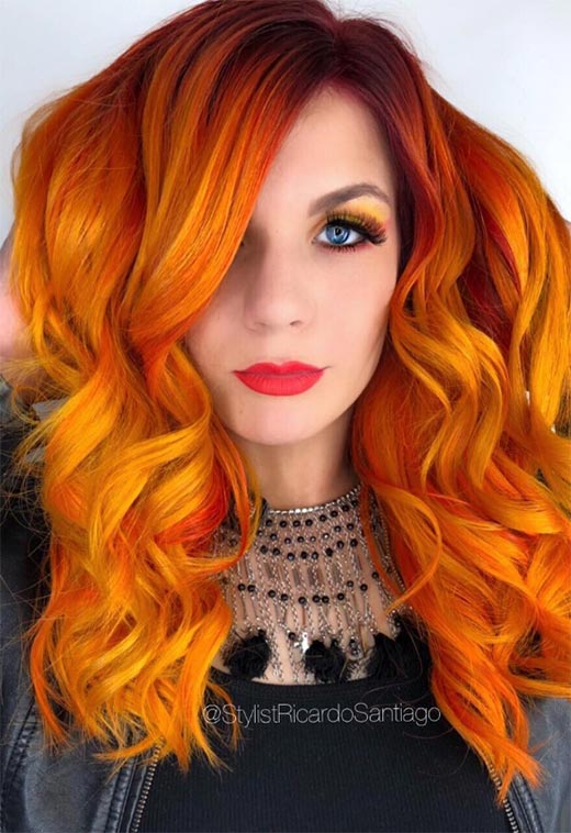 Tonos de color de cabello naranja: puntas de tinte de cabello naranja
