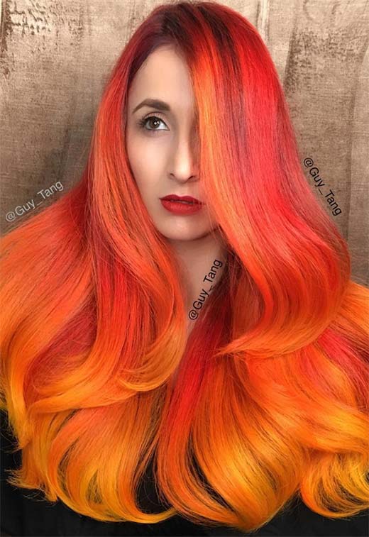 Tonos de color de cabello naranja: puntas de tinte de cabello naranja