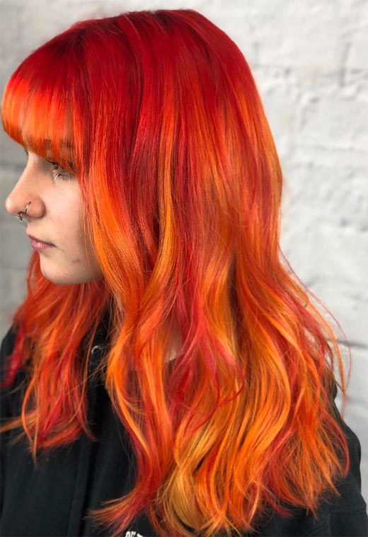 Tonos de color de cabello naranja: puntas de tinte de cabello naranja