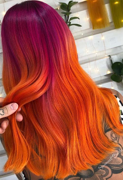 Tonos de color de cabello naranja: puntas de tinte de cabello naranja