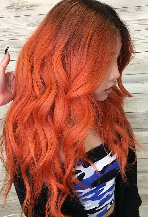 Tonos de color de cabello naranja: puntas de tinte de cabello naranja