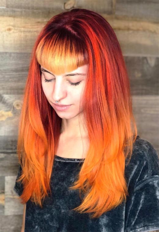 Tonos de color de cabello naranja: puntas de tinte de cabello naranja