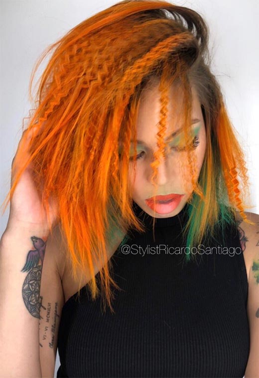 Tonos de color de cabello naranja: puntas de tinte de cabello naranja
