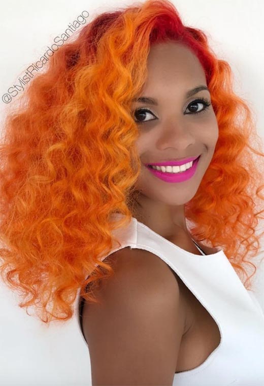 Tonos de color de cabello naranja: puntas de tinte de cabello naranja