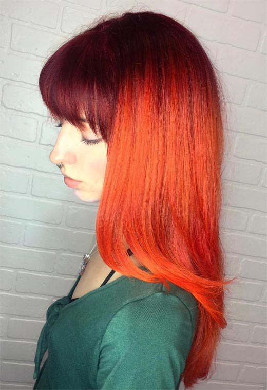 Tonos de color de cabello naranja: puntas de tinte de cabello naranja