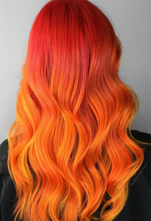 Tonos de color de cabello naranja: puntas de tinte de cabello naranja