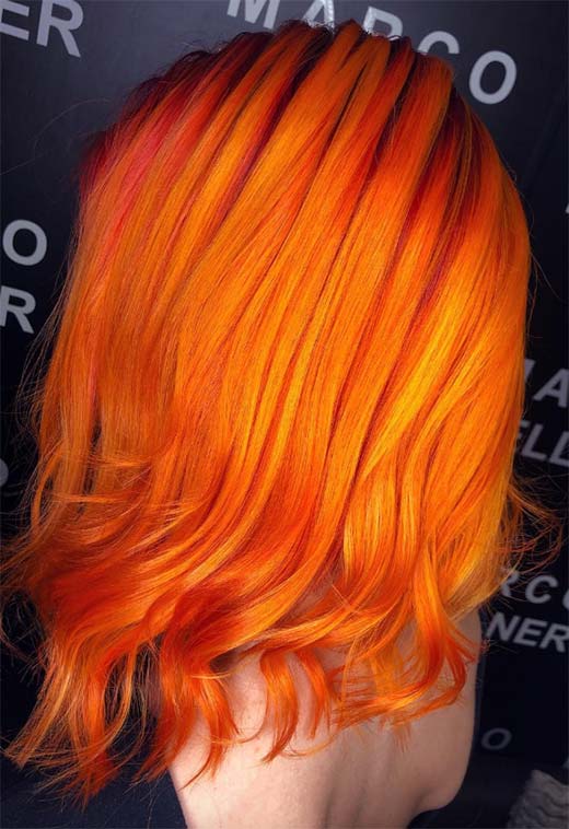 Tonos de color de cabello naranja: puntas de tinte de cabello naranja