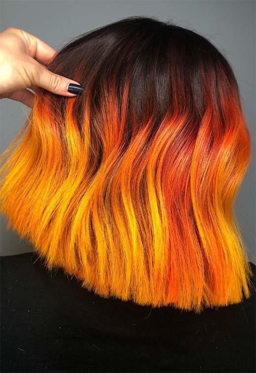Tonos de color de cabello naranja: puntas de tinte de cabello naranja