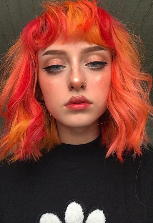 Tonos de color de cabello naranja: puntas de tinte de cabello naranja