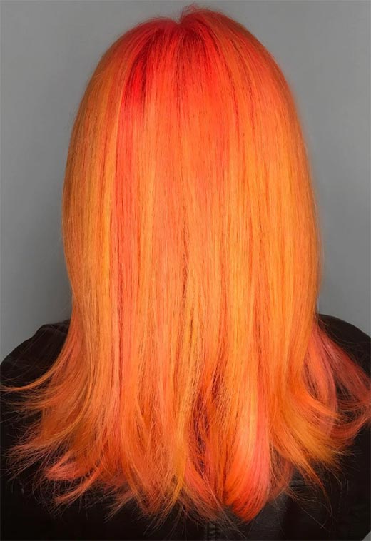 Tonos de color de cabello naranja: puntas de tinte de cabello naranja
